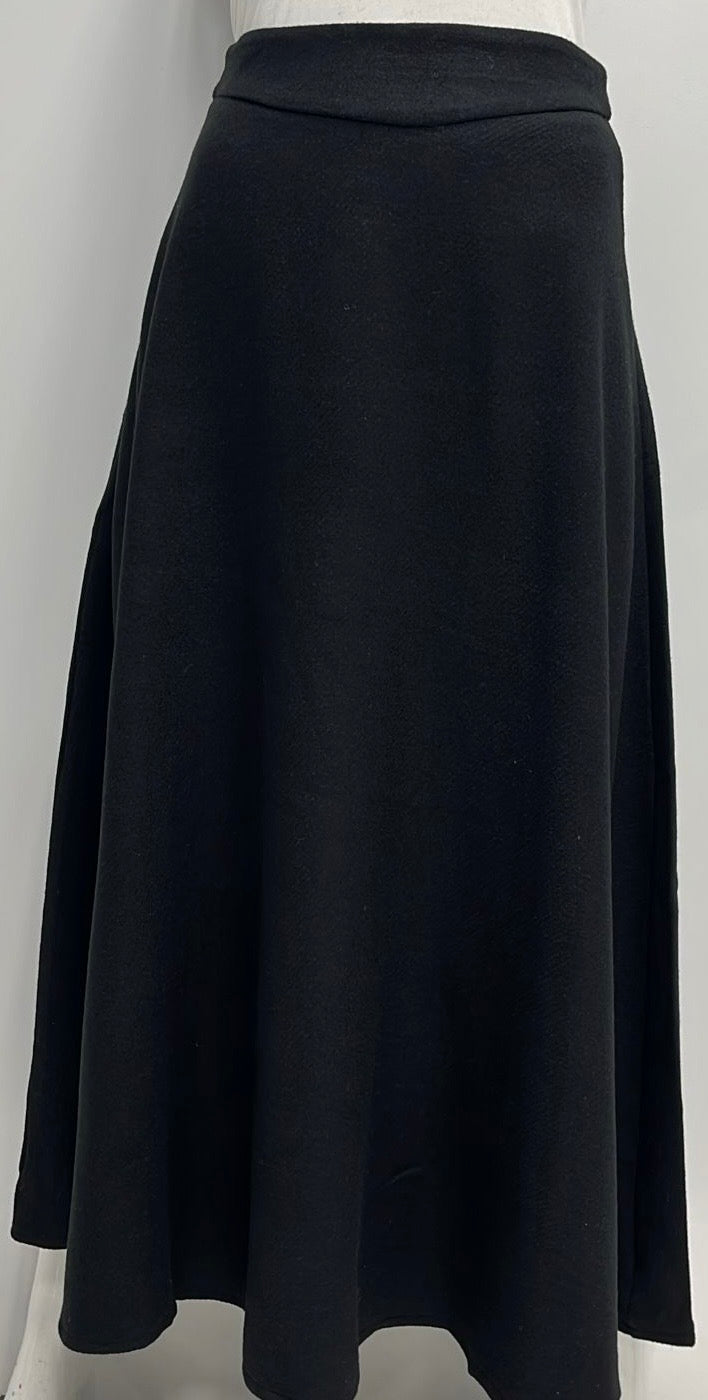 PEODE DESIGN WOOLY A-LINE TEXTURED SKIRT-MIDI BLACK