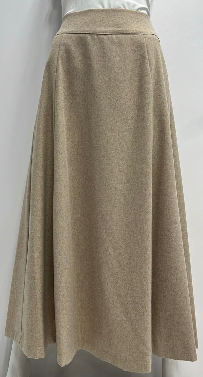 CLASS COLLECTION WOOLY A-LINE SKIRT W SEAMS-MIDI OATMEAL