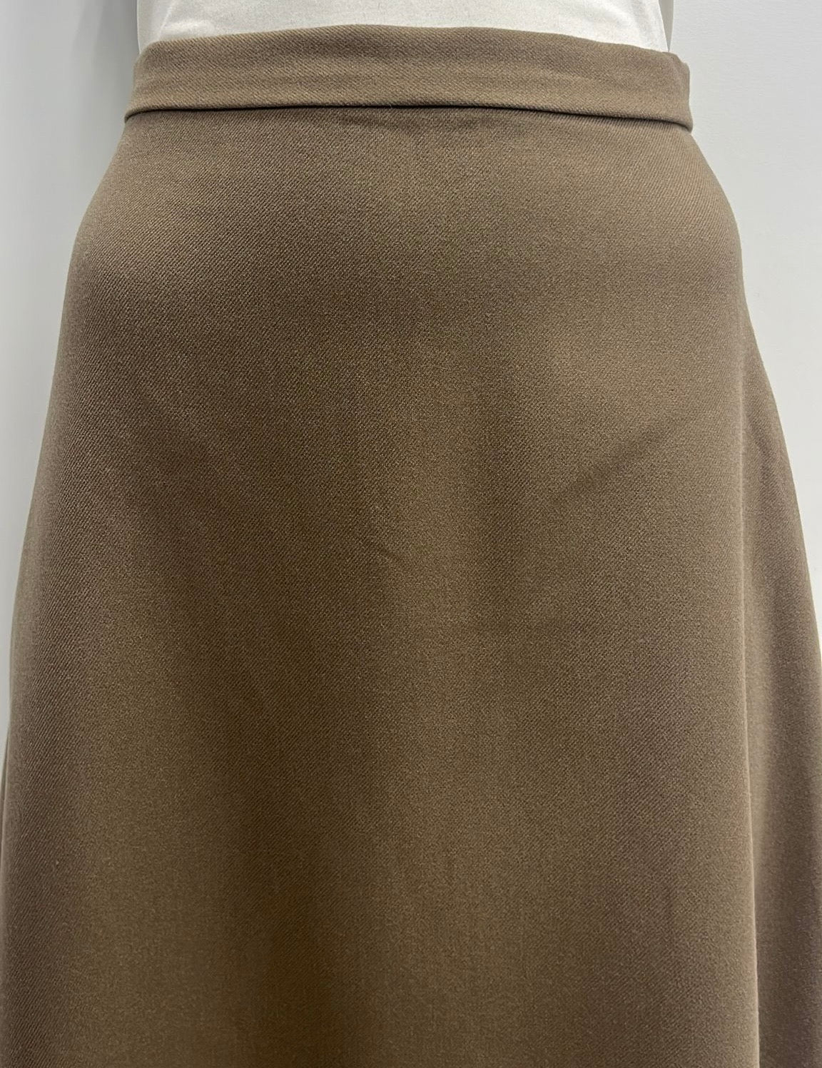 ERMANNA CASUAL A-LINE WOOLY SKIRT-MIDI COFFEE
