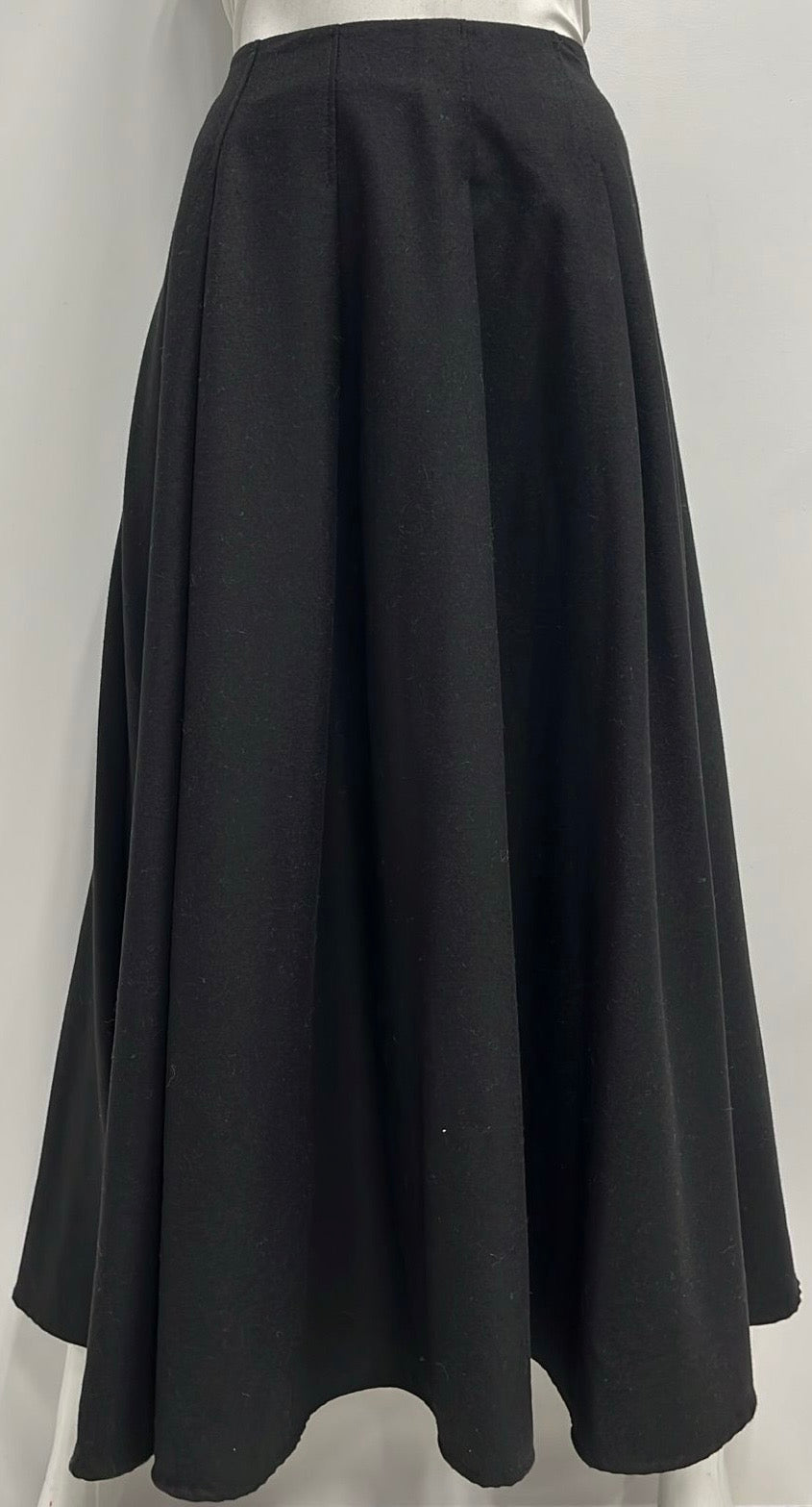 WEEKEND FLARED WOOLY SEWN DOWN PLEATS SKIRT-MIDI BLACK