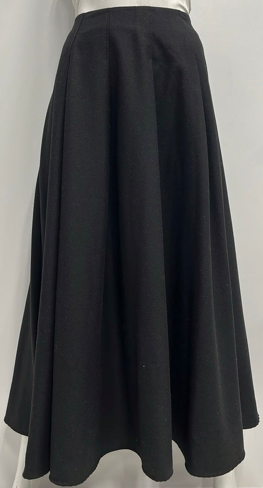 WEEKEND FLARED WOOLY SEWN DOWN PLEATS SKIRT-MIDI BLACK