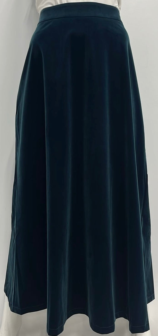 EDIT A-LINE VELVET SKIRT-MIDI GREEN