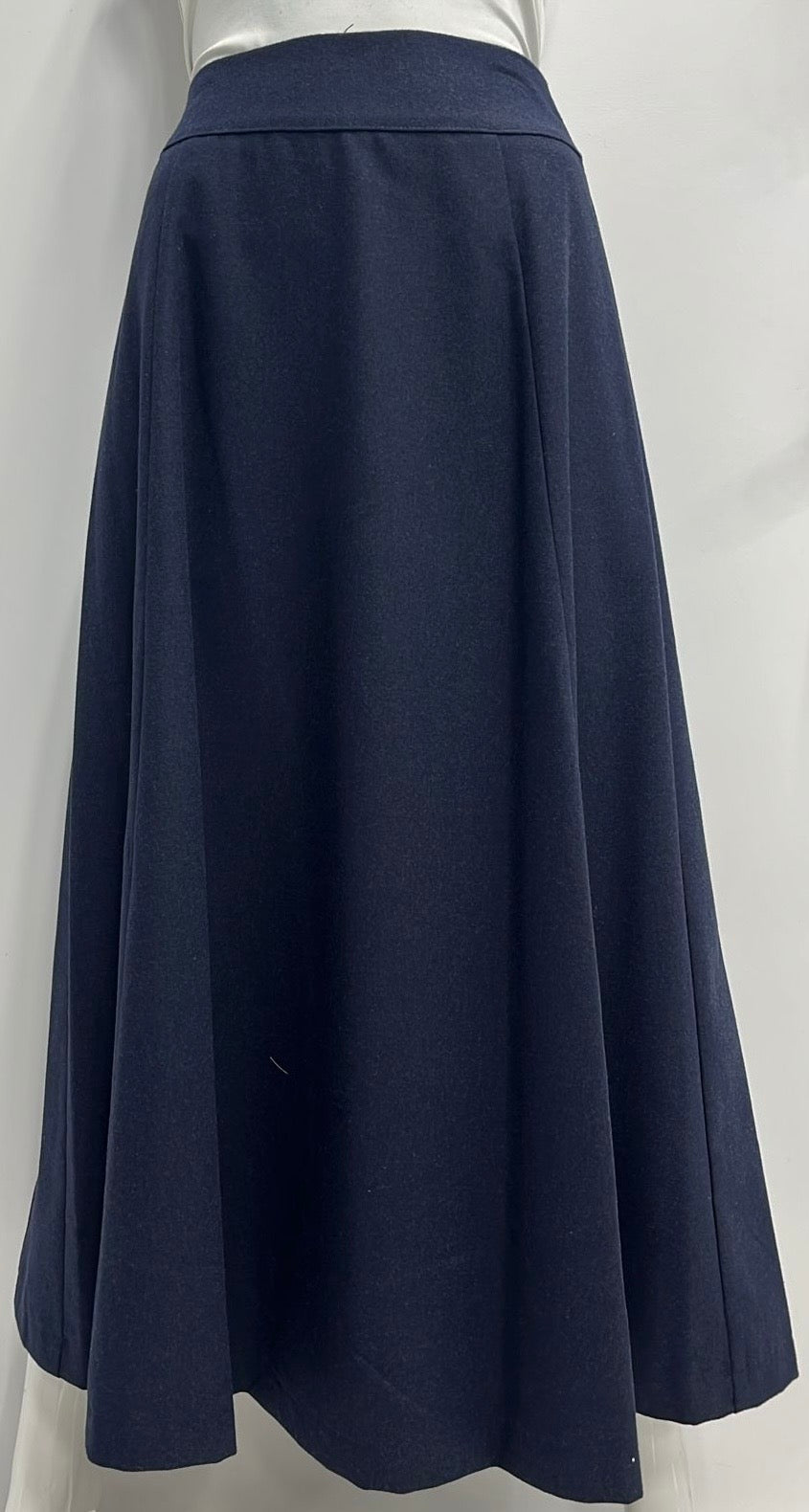 CLASS COLLECTION WOOLY A-LINE SKIRT W SEAMS-MIDI NAVY