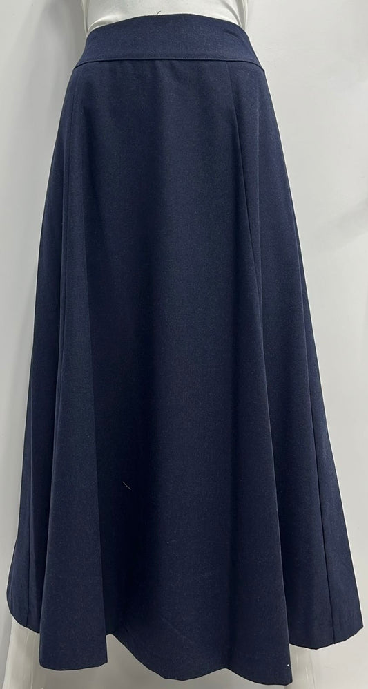 CLASS COLLECTION WOOLY A-LINE SKIRT W SEAMS-MIDI NAVY