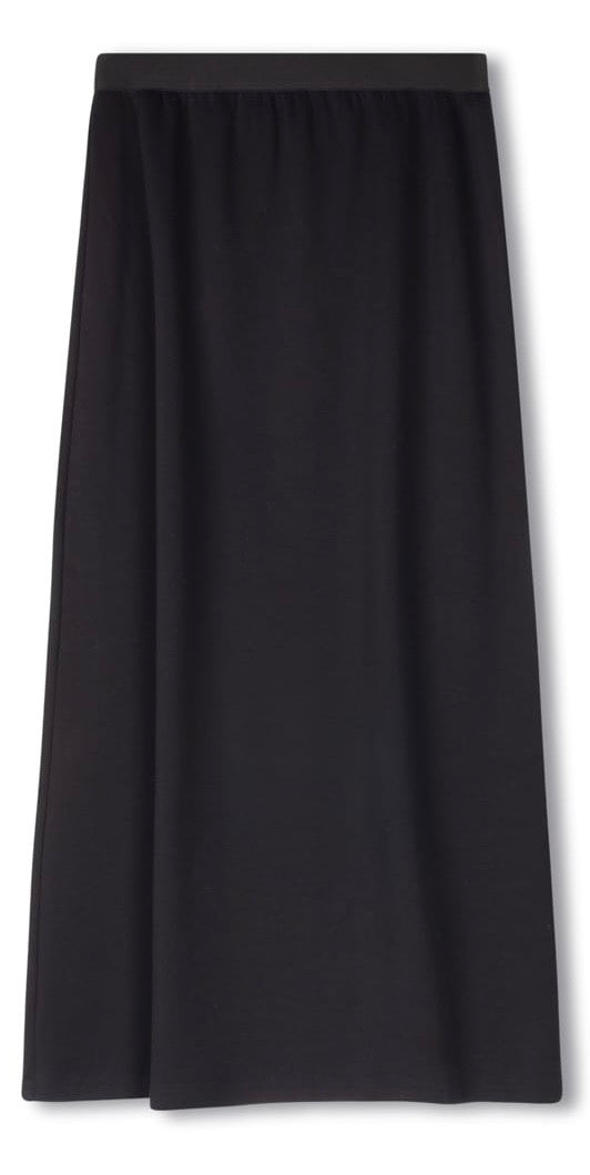 MODELLE PONTE SKIRT W ELASTIC WAISTBAND-MIDI BLACK