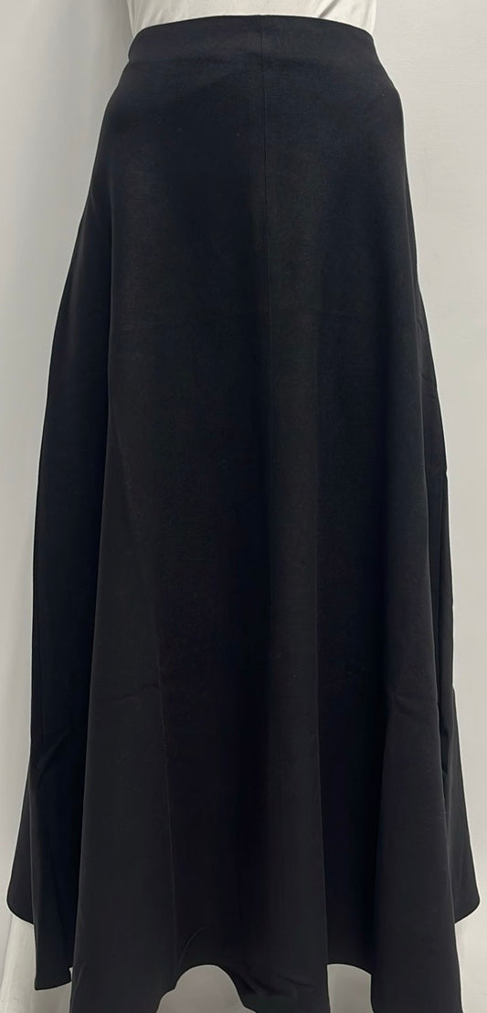 GEORGETTE WOOLY A-LINE W CENTER SEAM MIDI BLACK