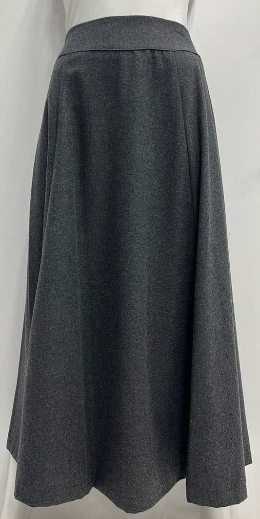 CLASS COLLECTION WOOL A-LINE SKIRT W SEAMS-MIDI CHARCOAL