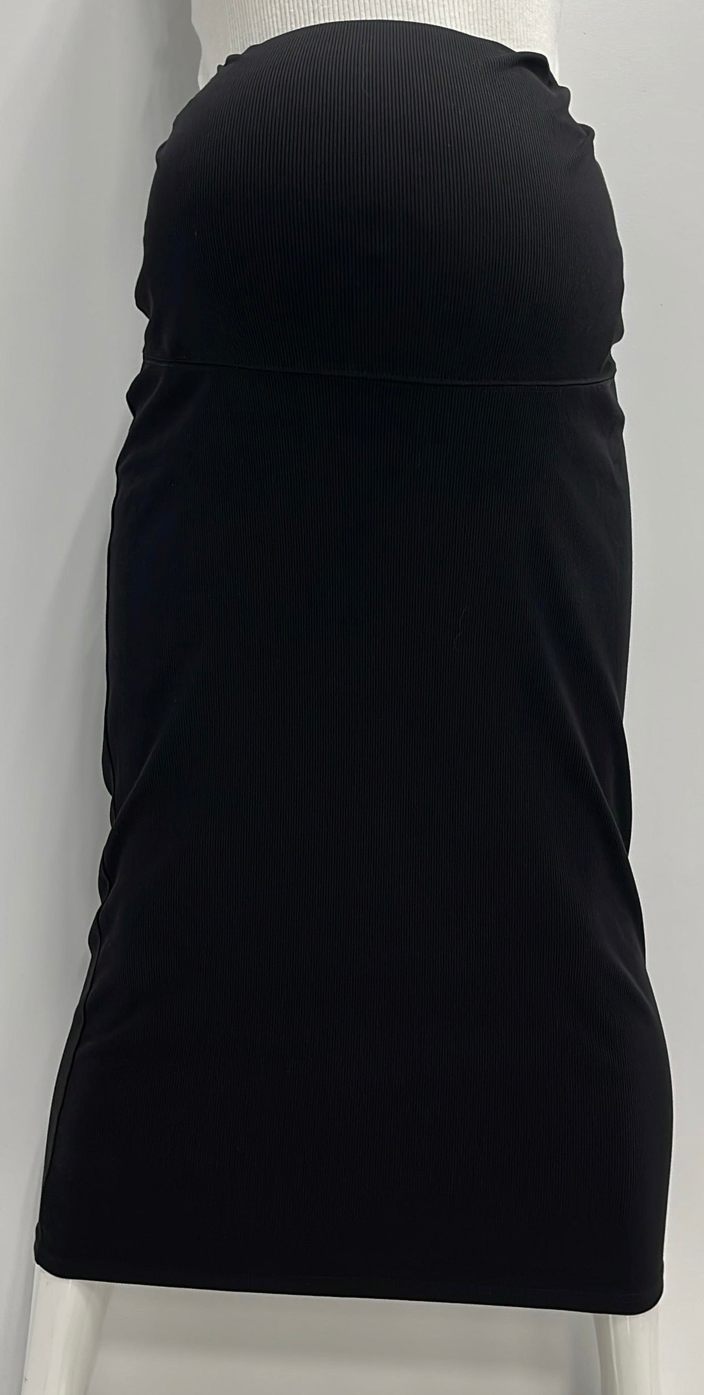 APPARALEL MATERNITY STRAIGHT RIBBED SKIRT-MIDI BLACK