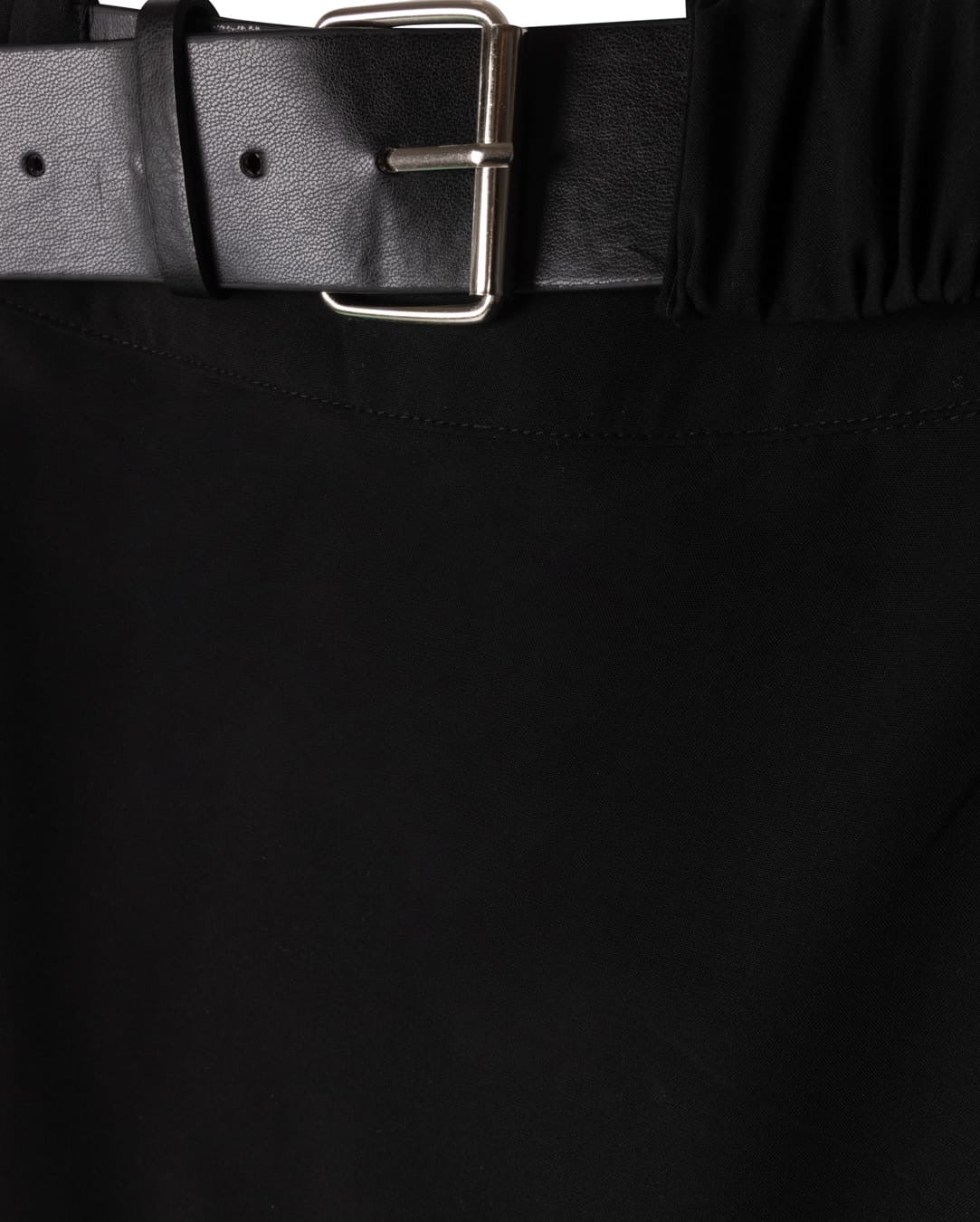 BEIGE A-LINE SKIRT W BUCKLE-MIDI BLACK
