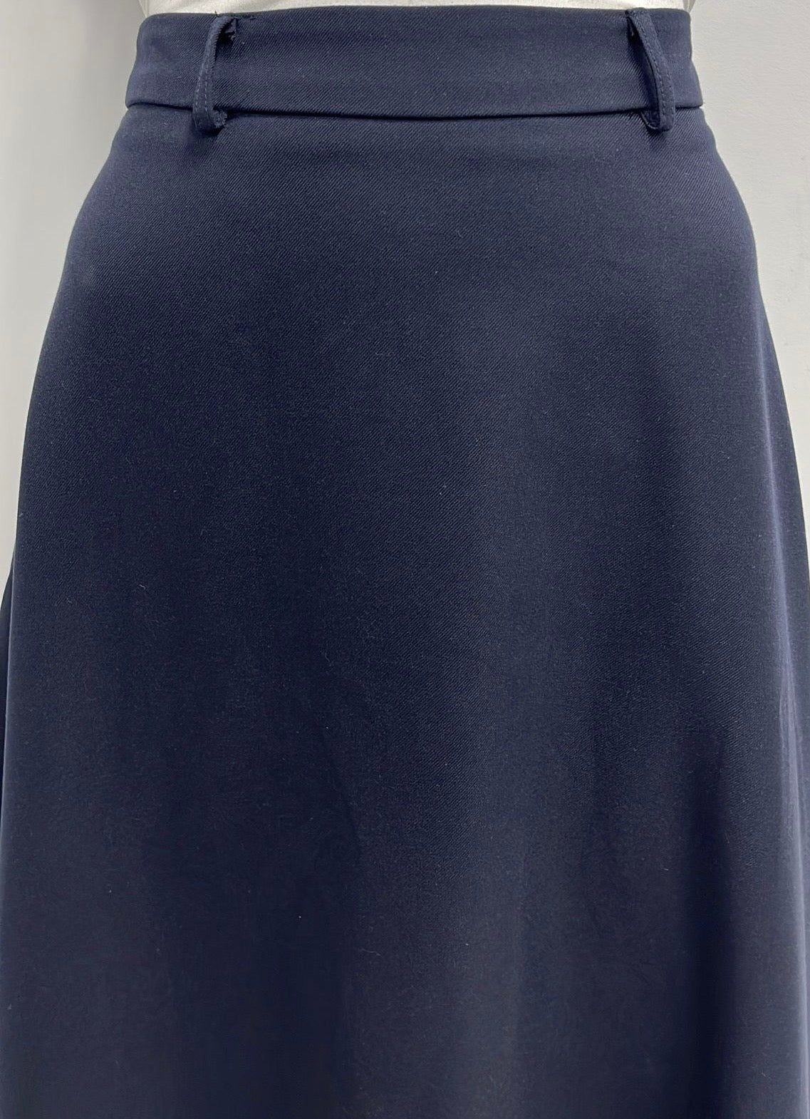 HONEYSEED WOOL FINISHED A-LINE SKIRT-MIDI NAVY