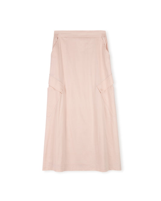 SLATE POCKET DETAILED SKIRT-MIDI POWDER PINK