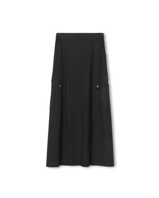 SLATE POCKET DETAILED SKIRT-MIDI BLACK