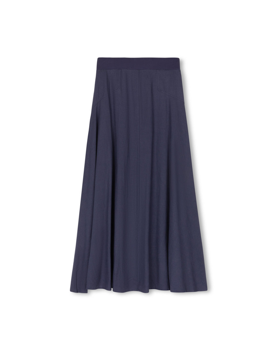 HONEST EDIT WAIST DETAIL LINEN SKIRT-MIDI NAVY
