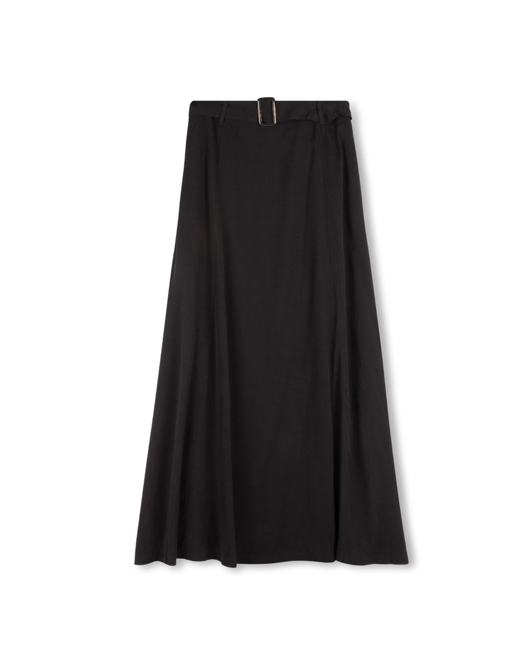 HONEST EDIT BELTED SKIRT W 2 FRONT SEAMS-MIDI BLACK