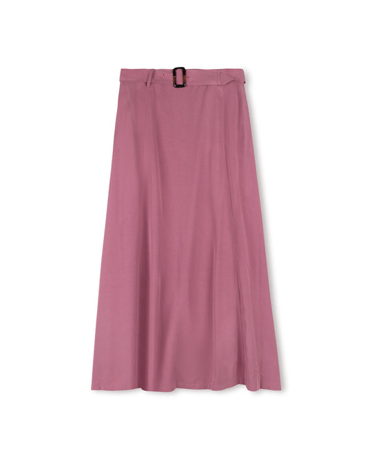 HONEST EDIT BELTED SKIRT W 2 FRONT SEAMS-MIDI MAUVE
