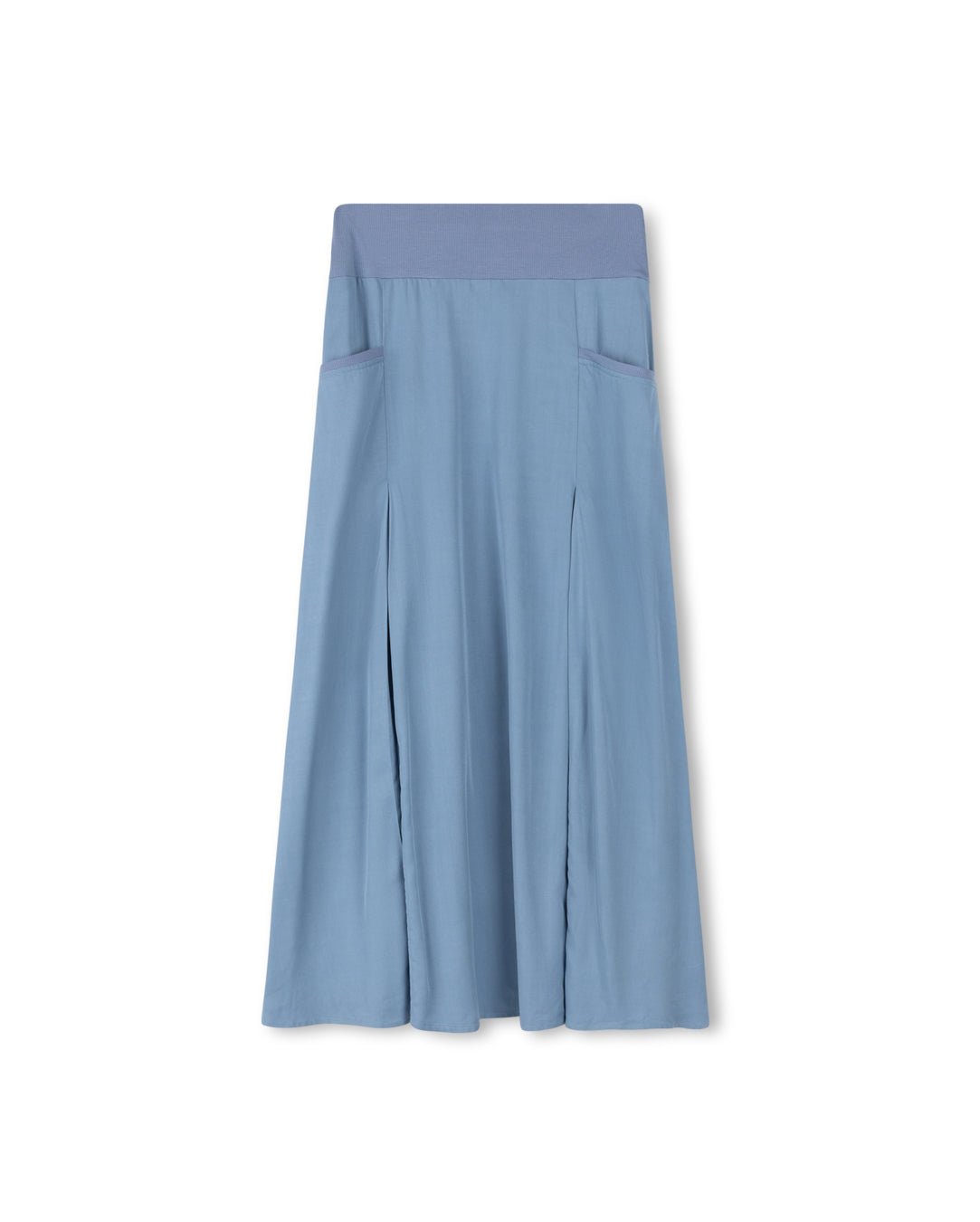 SLATE POCKET SKIRT W RIBBED WAIST-MAXI ROYAL BLUE