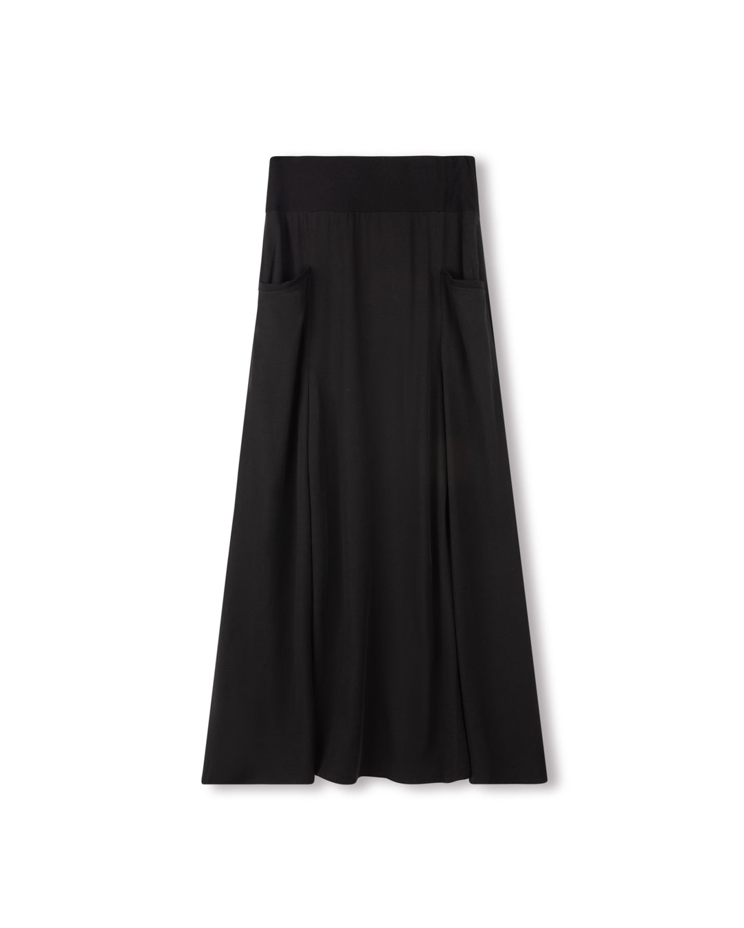 SLATE POCKET SKIRT W RIBBED WAIST-MAXI BLACK
