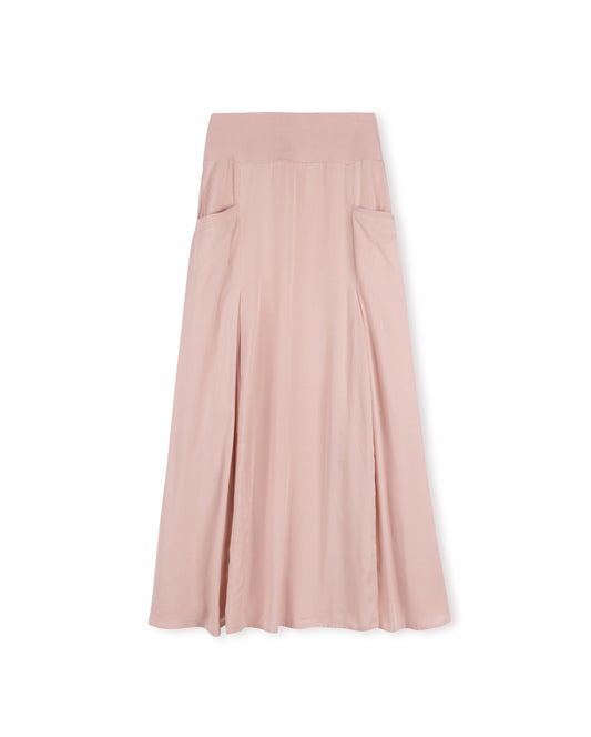 SLATE POCKET SKIRT W RIBBED WAIST-MAXI PINK