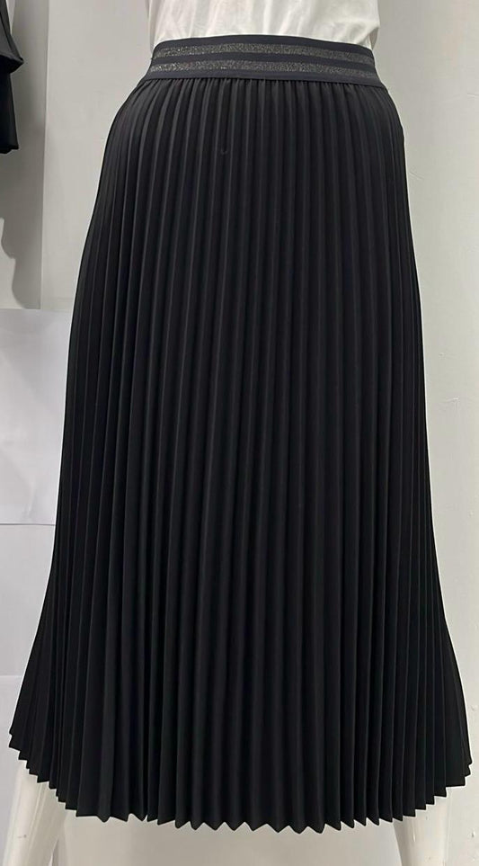 WEAR AND FLAIR ACCORDION PLEATED SKIRT W ELASTIC WAIST-31" BLACK