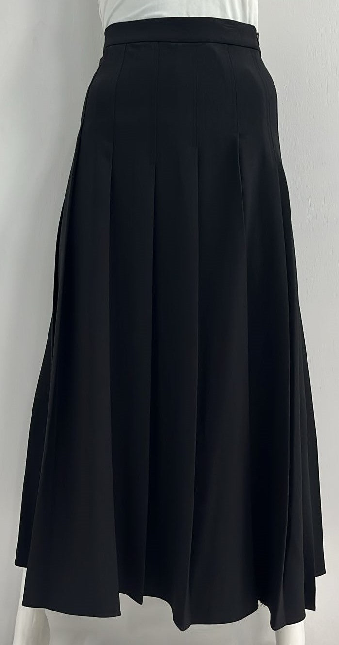 WEAR AND FLAIR PLEATED SKIRT W STICH DOWN DETAIL-35" BLACK