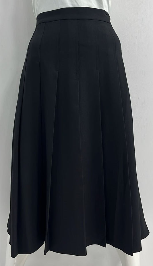 WEAR AND FLAIR PLEATED SKIRT W STITCH DOWN DETAIL-27" BLACK