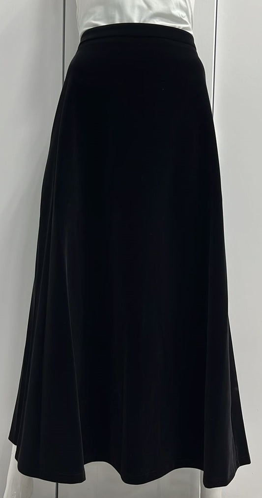 CELINAS VELVET A-LINE SKIRT-MIDI BLACK