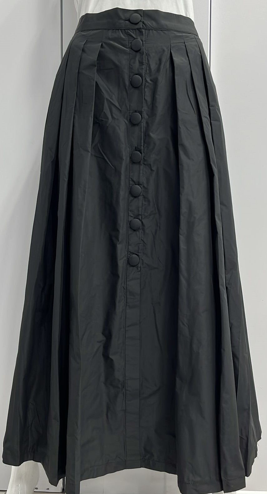BARELLI COVERED BUTTONS TAFETTA SKIRT- MIDI BLACK