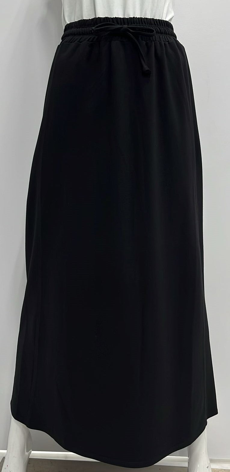 ALINE APPAREL DRAWSTRING SKIRT-MAXI BLACK