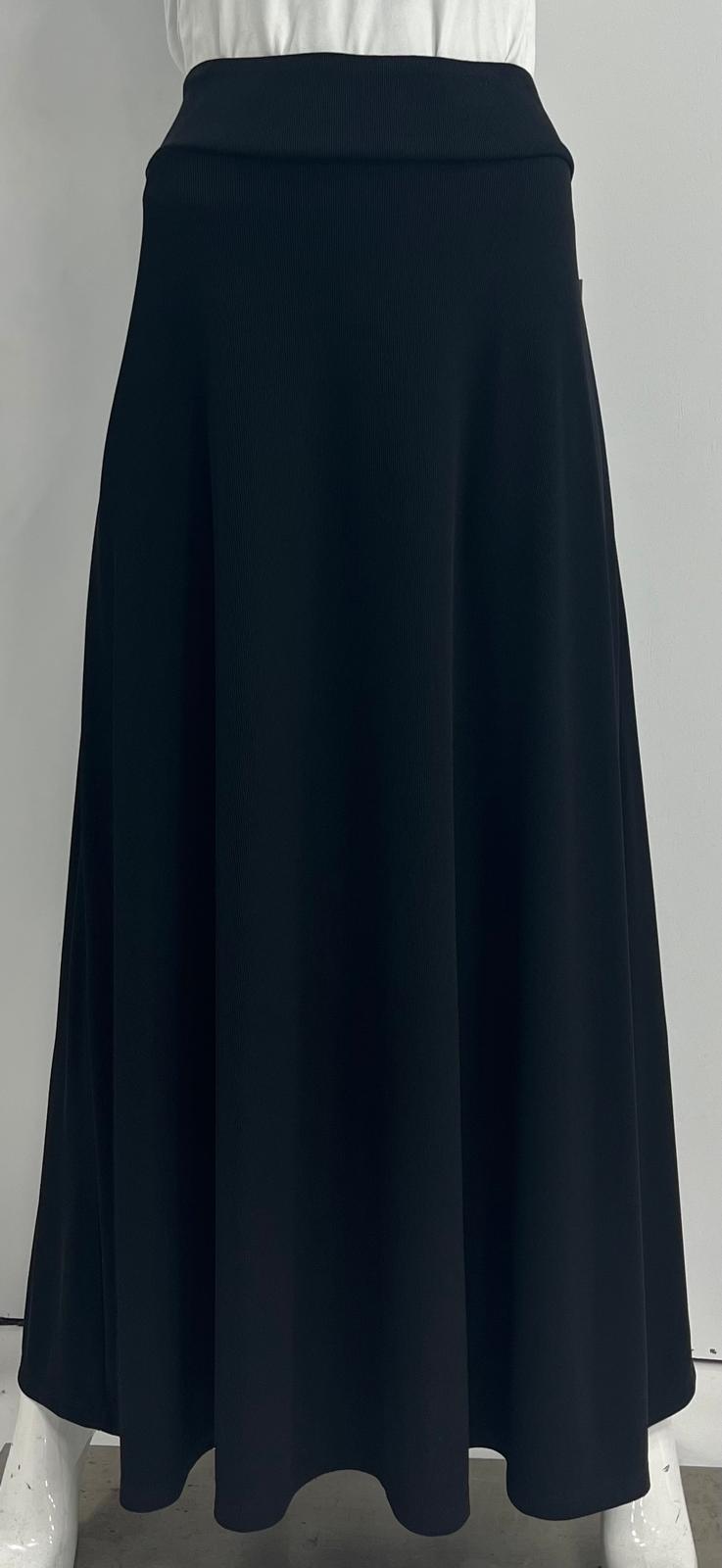 MONTE CARLO RIBBED SLINKY MAXI SKIRT BLACK