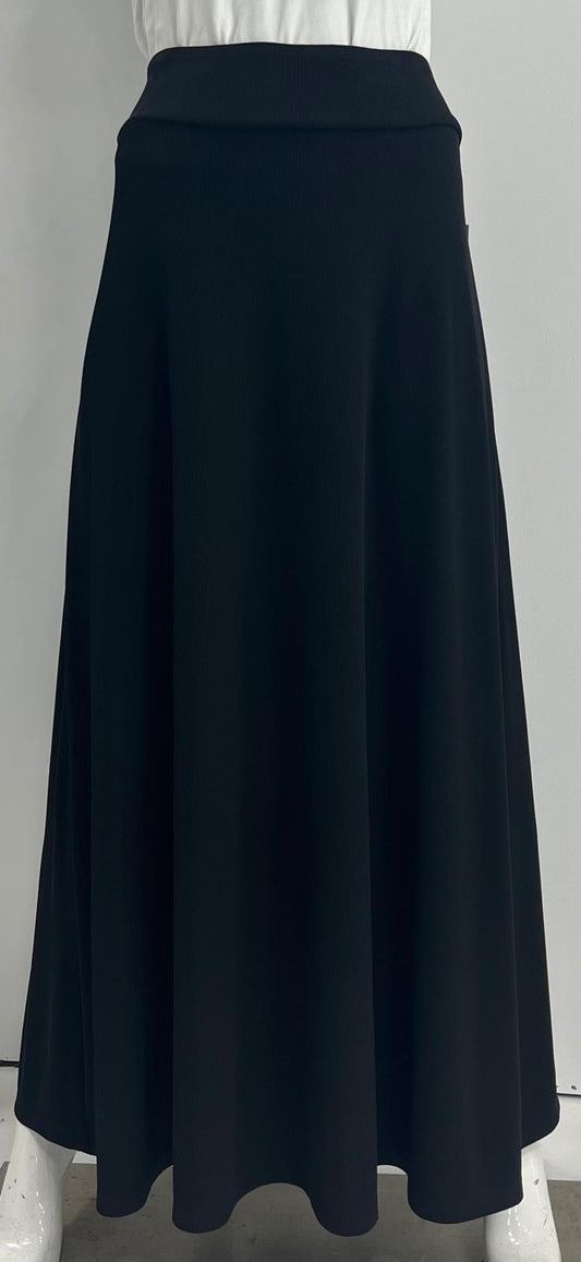 MONTE CARLO RIBBED SLINKY MAXI SKIRT BLACK