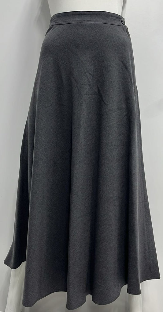 MAXMRKT FLAIRY SKIRT W SIDE BUTTON & ZIPPER-MIDI CHARCOAL