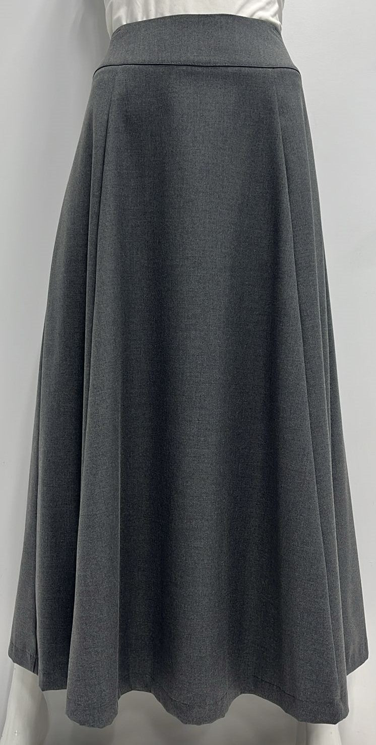 CLASS COLLECTION FLARED SUITING PANEL SKIRT-MIDI GREY