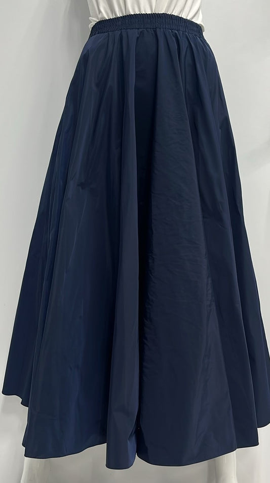CLASS COLLECTION TAFETTA CIRCLE SKIRT WITH ELASTIC WAISTBAND-MIDI NAVY