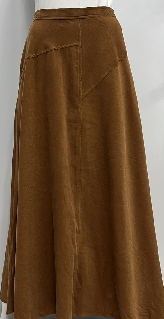 MYSTTE CORDUROY SKIRT W DETAILED SEAMS-MAXI MOCHA