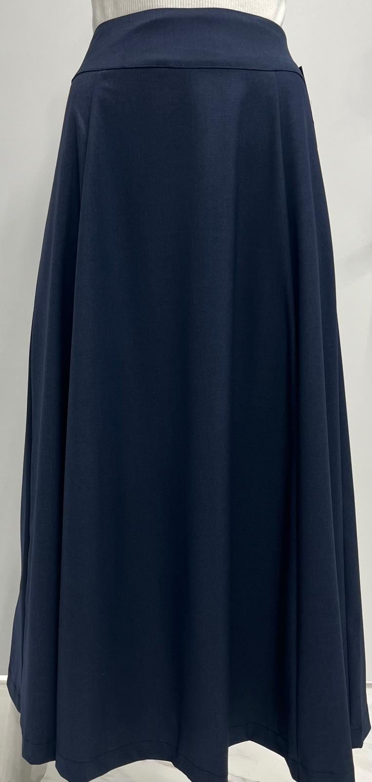 CLASS COLLECTION FLARED SUITING PANEL SKIRT-MIDI LIGHT NAVY