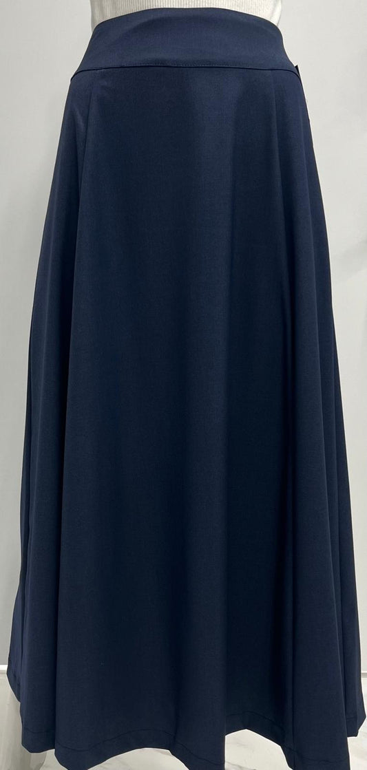 CLASS COLLECTION FLARED SUITING PANEL SKIRT-MIDI LIGHT NAVY