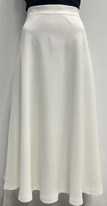 SAMS FASHION A-LINE CREPE SKIRT-MIDI WHITE