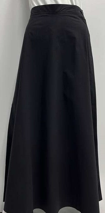 MYSTTE FLAIRY SKIRT W SIDE BUTTON & ZIPPER-MAXI BLACK