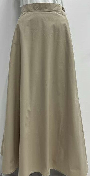MYSTTE FLAIRY SKIRT W SIDE BUTTON & ZIPPER-MAXI BEIGE