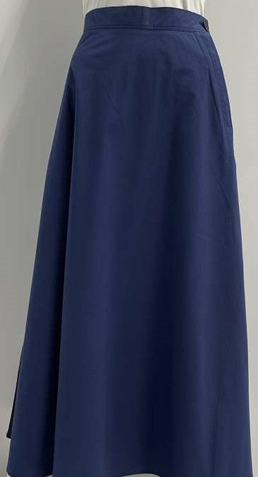 MYSTTE FLAIRY SKIRT W SIDE BUTTON & ZIPPER-MAXI NAVY