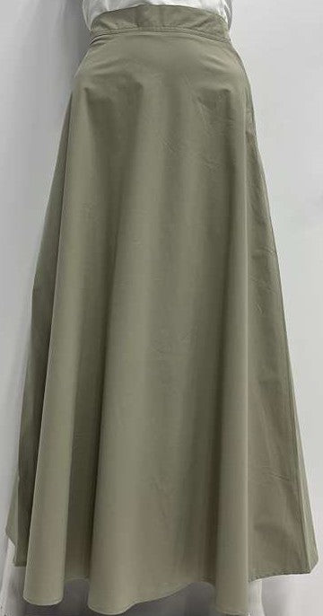 MYSTTE FLAIRY SKIRT W SIDE BUTTON & ZIPPER-MAXI OLIVE