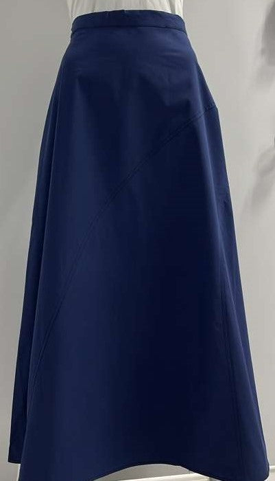 MYSTTE A-LINE SKIRT W DIAGONAL SEAMS-MAXI NAVY