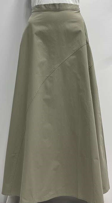 MYSTTE A-LINE SKIRT W DIAGONAL SEAMS-MAXI OLIVE