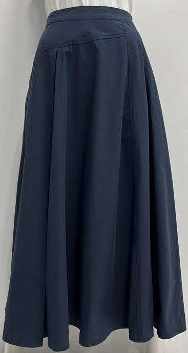 MYSTTE INSERT PLEATS SKIRT W BACK WAIST RUBBER-MIDI NAVY