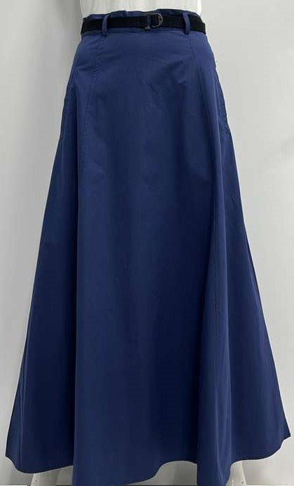 MYSTTE A-LINE SKIRT W BELT & POCKETS-MIDI NAVY