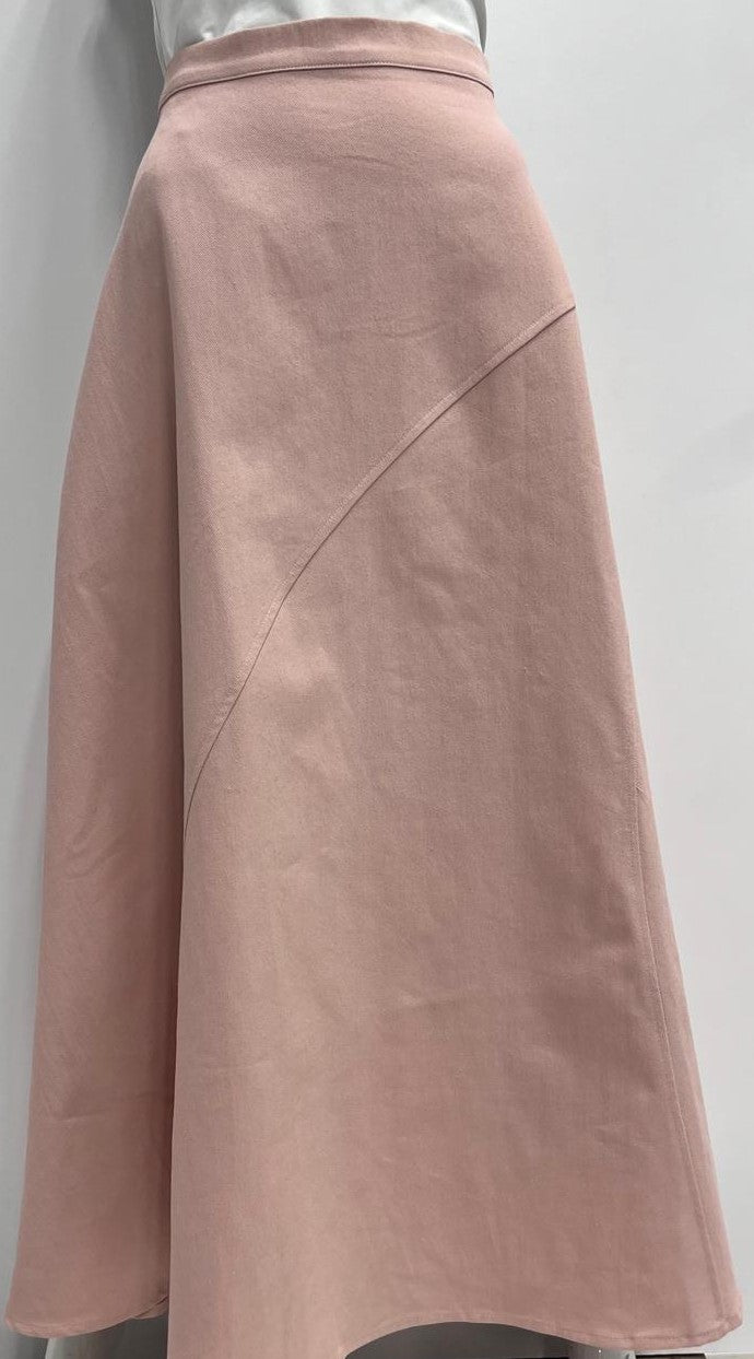 MYSTTE A-LINE SKIRT W DIAGONAL SEAMS-MAXI PINK