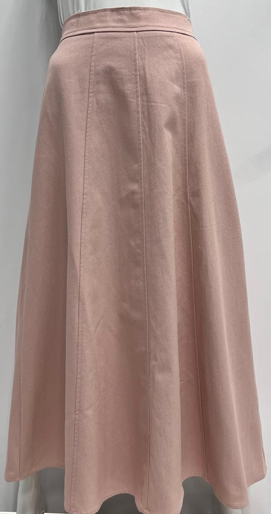 MYSTTE PANELED SKIRT W BACK WAIST RUBBER-MIDI PINK