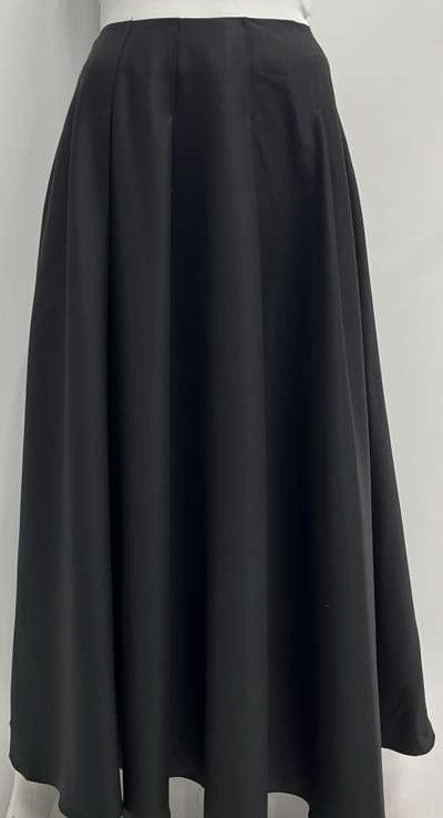 WEEKEND FLARED SUITING SEWN DOWN PLEATS SKIRT W BOW-MIDI BLACK