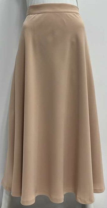 SAMS FASHION A-LINE CREPE SKIRT-MIDI BEIGE