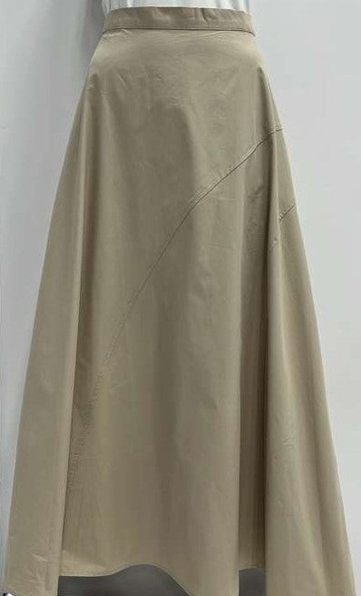 MYSTTE A-LINE SKIRT W DIAGONAL SEAMS-MAXI BEIGE